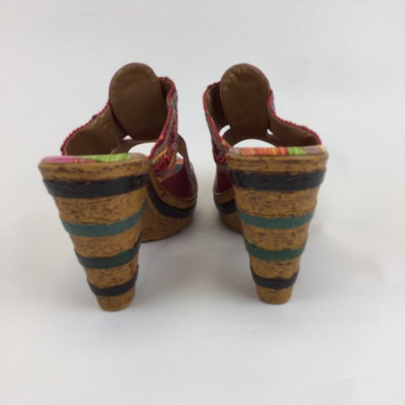 Elite corky leather print slide -in wedge heels - Picture 2 of 9